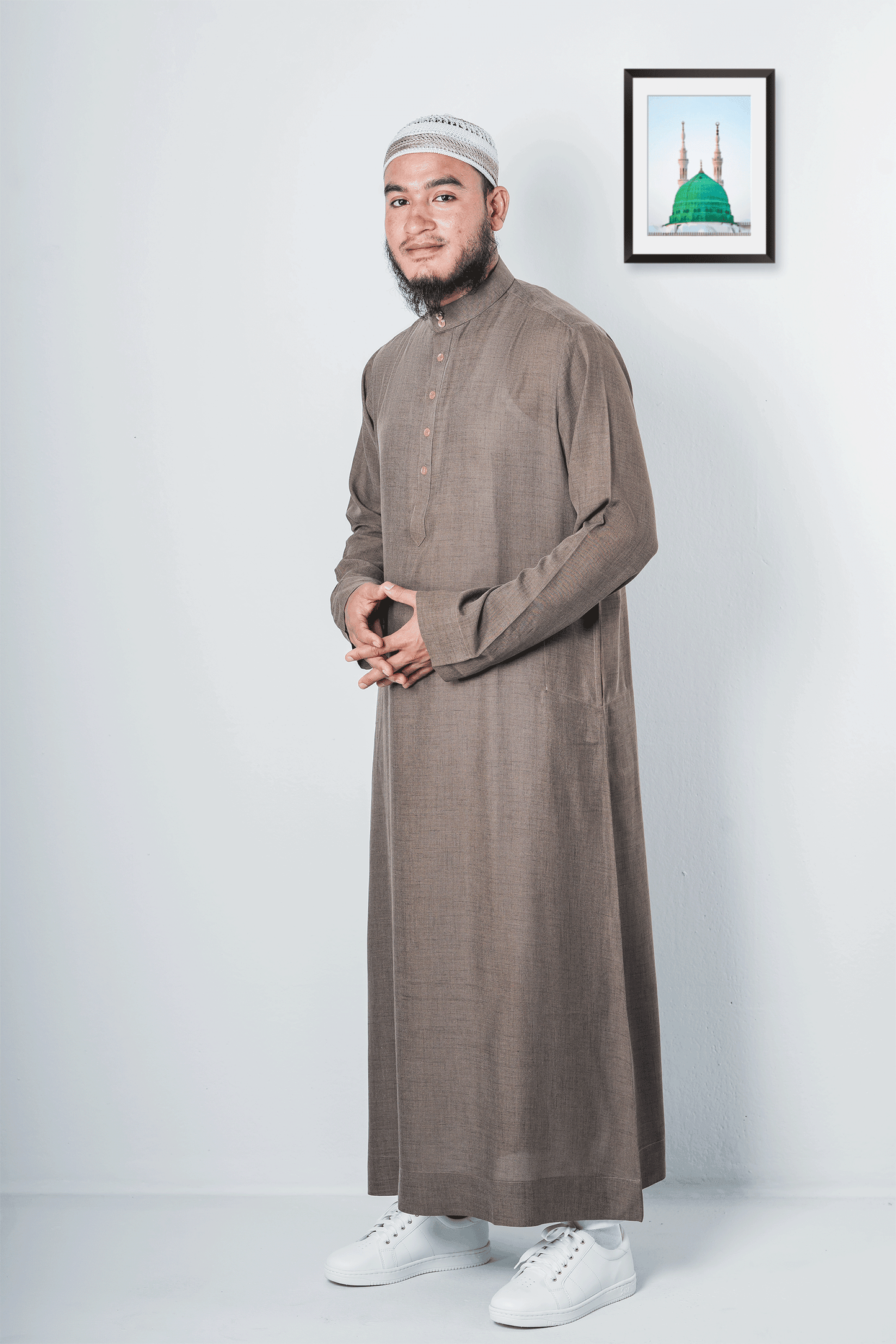 Brown thobe for summer | Modest islamic thobe for men - Sunaan