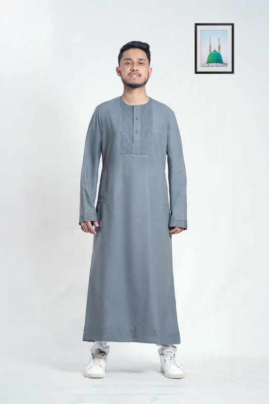 Grey Thobe – Tuxedo-Inspired Designer Jubba for Weddings, Emirati Kandura-Inspired Design