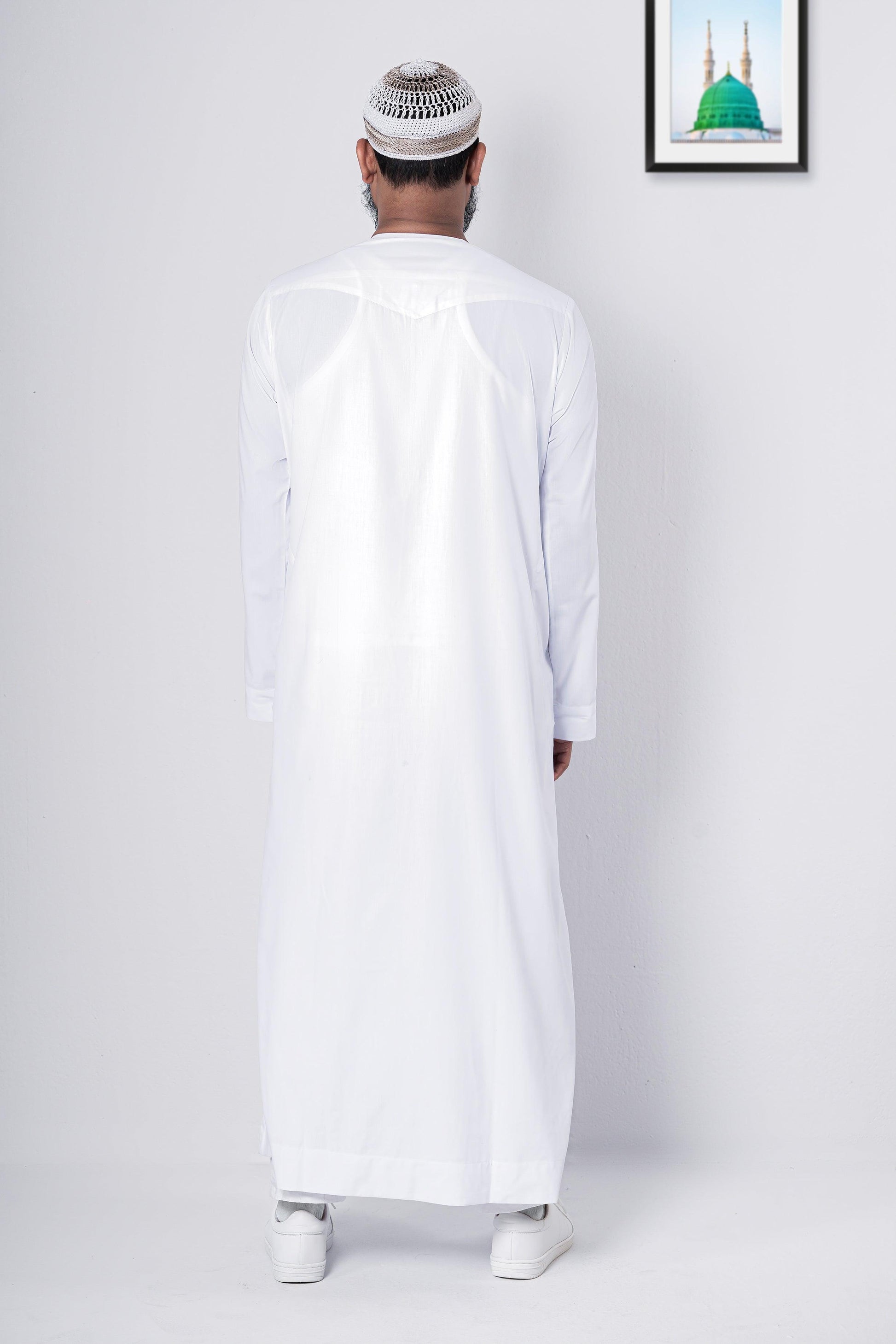 White Emirati thobe | Thobe for men | Modest Crew Neck jubba - Sunaan